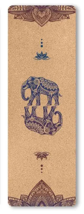 Image of the Eco Mat, a sustainable yoga mat featuring a natural cork surface with a detailed elephant-inspired design. The mat combines thickened cork and TPE for a durable, non-slip, and eco-friendly foundation. Its earthy tones and intricate patterns make it a stylish and functional choice for yoga practitioners.