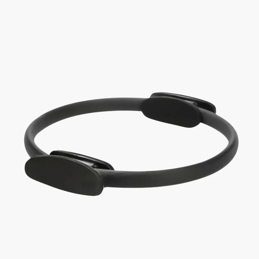 The FlexCircle Pilates ring in sleek black is designed to enhance strength, flexibility, and muscle toning. Made from durable fiberglass with a soft, non-slip coating, this resistance ring features dual foam-padded grips for comfortable and secure handling. Ideal for targeting core muscles, inner and outer thighs, arms, and glutes, this lightweight and portable fitness tool is perfect for home workouts, yoga, Pilates, and rehabilitation exercises.