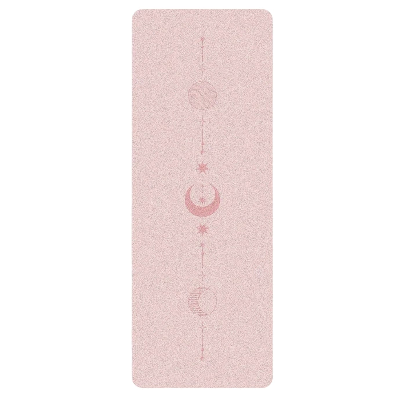 Image of the EcoFlow Yoga Mat in a calming green hue, featuring celestial designs with a moon and stars alignment line. Made from eco-friendly natural rubber, the mat offers a non-slip surface and optimal cushioning for stability and comfort. The minimalistic and spiritual design makes it a stylish and functional companion for yoga or Pilates practice.