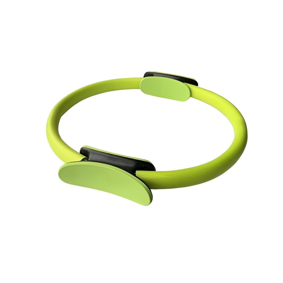 Image of the FlexCircle, a multifunctional yoga and Pilates ring with a 38 cm diameter. Made from eco-friendly PP and EVA foam, it features ergonomic, non-slip padded handles for a firm grip. Ideal for toning thighs, strengthening the core, improving posture, and enhancing flexibility, this lightweight and durable ring is suitable for beginners and advanced practitioners alike.