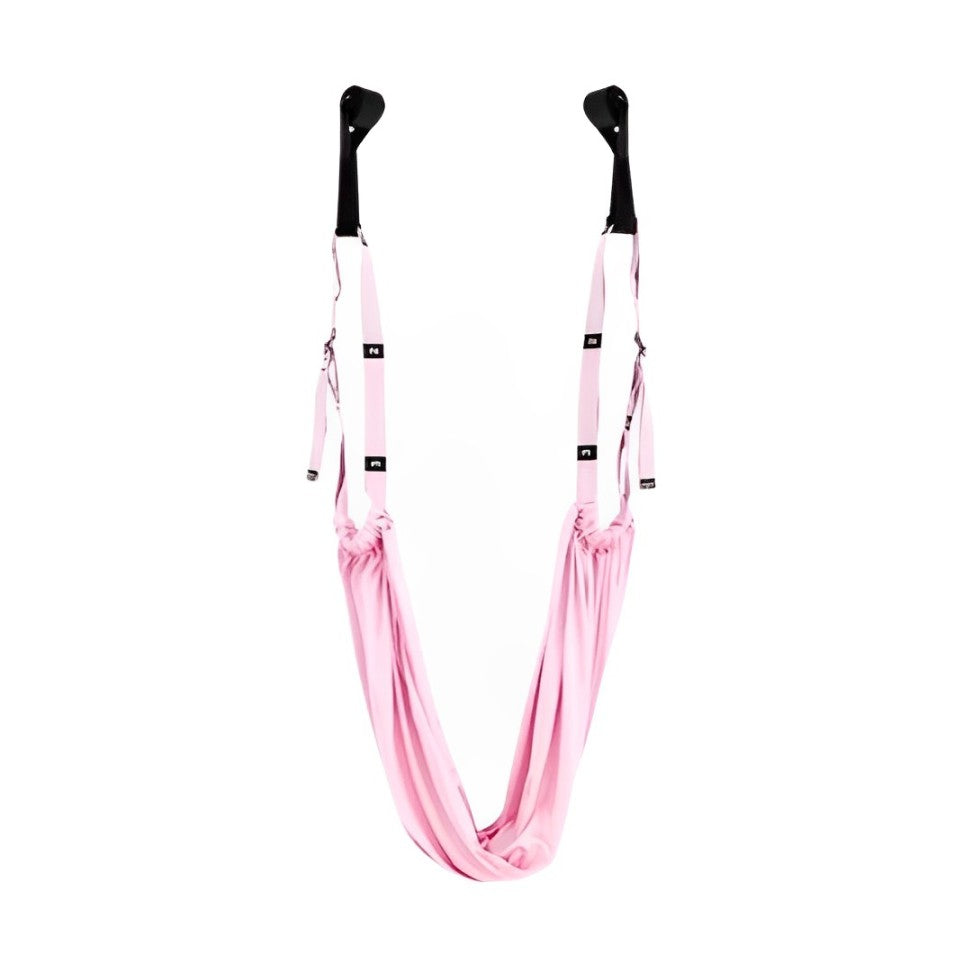 Image of the FlexStrap, a durable and adjustable aerial yoga strap made from tear-resistant polyester. With a 3-meter length and multiple loops, it supports up to 136 kg, making it perfect for leg splits, hamstring stretches, inversion poses, and aerial yoga. Lightweight and portable, it's designed for flexibility, balance, and strength enhancement.