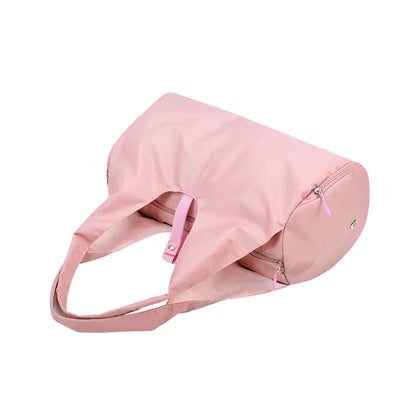 Image of the Move Ease Yoga Mat Bag available in pink and black colors. These durable nylon bags feature a spacious interior for carrying yoga mats, workout gear, and personal essentials. With a minimalist and unisex design, they include comfortable carrying options through handles or an adjustable shoulder strap, making them ideal for fitness enthusiasts on the go.