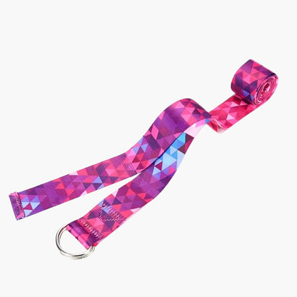 The Plentyoga StretchFlow Yoga Strap in pink features a bold geometric pattern in shades of pink, purple, and blue, adding a vibrant touch to your practice. Made from a strong yet flexible cotton blend, this strap ensures a firm grip and reliable support for deepening stretches and improving posture. With a durable D-ring buckle for easy adjustments, the Plentyoga StretchFlow Yoga Strap is the perfect tool for both beginner and advanced yogis looking to enhance their flexibility and alignment.