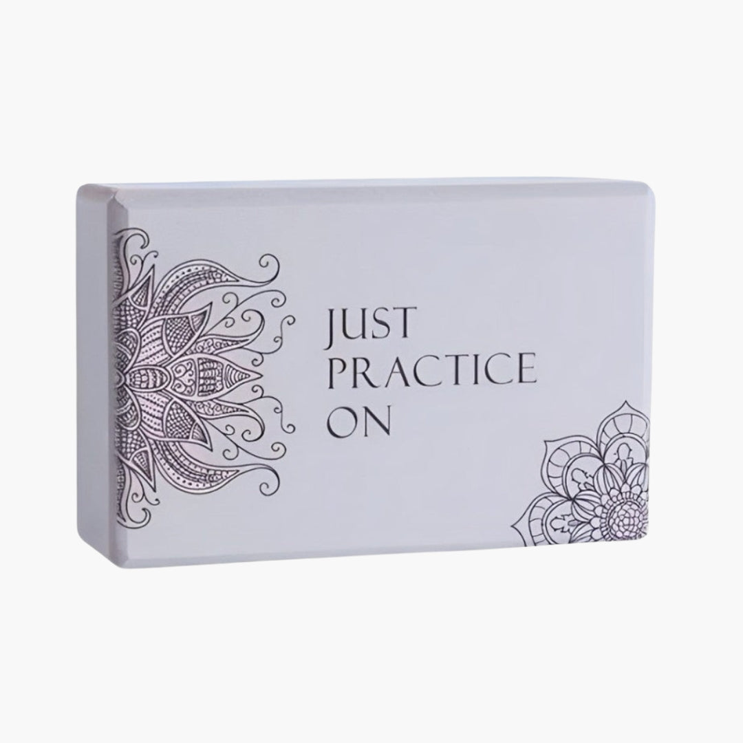 The Plentyoga ZenBlock Soul Support is a high-quality yoga block designed to provide balance, stability, and deeper flexibility in your practice. Made from eco-friendly, high-density EVA foam, it is lightweight yet sturdy enough for all levels of yoga and fitness training. Featuring a beautiful mandala-inspired design and the motivational phrase "Just Practice On," this Plentyoga block serves as both a functional and inspiring tool.