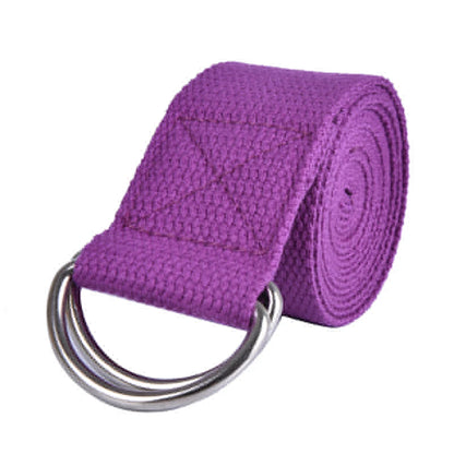 Image of the PureFlex Yoga Straps available in vibrant patterned designs, light blue, and purple colors. These adjustable and durable straps are made from soft polyester interlaced yarn, ideal for enhancing flexibility, alignment, and support during yoga practice. Perfect for beginners and advanced yogis alike.