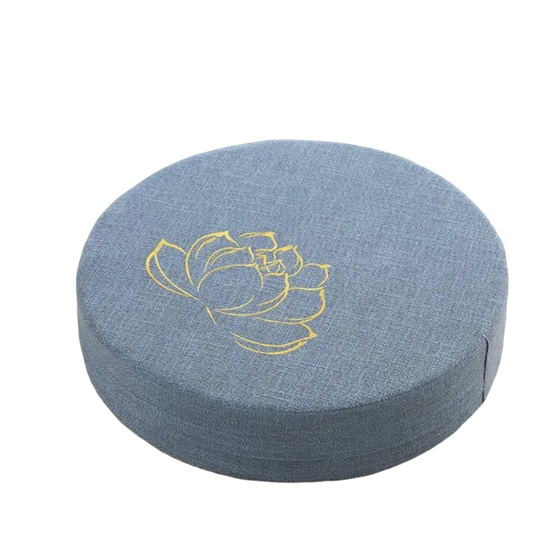 Image of the ZenBase Meditation Cushions in gray, brown, and red, each featuring a minimalist lotus design. These durable cushions provide firm support for meditation and yoga, combining Japanese-inspired tatami aesthetics with practicality. Compact, washable, and perfect for enhancing mindfulness practices.